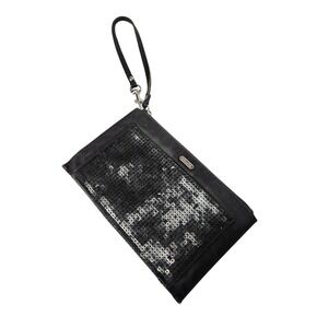 Coach Black Leather Sequins Wristlet Clutch Evening Bag‎ Y2k 2000s Bratz Preppy